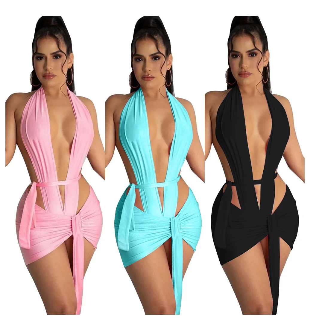 2021 Hot Selling newest design bandage sexy V-neck summer nightclub two piece short set two piece skirt set
2021 Hot Selling newest design bandage sexy V-neck summer nightclub two piece short set two piece skirt set