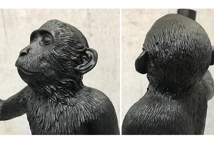 Factory price gold white black animal hanging resin chandelier pendant light led monkey lamp for children kids room