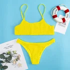 High Quality Classic Bandeau Swimwear Seamless Thong Bikini Swimsuit Solid Color Wholesale Neon Bathing Suits