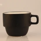 Wholesale 9oz 255ml Matte Black and Grey Ceramic Stoneware Coffee Tea Mugs stacked cups