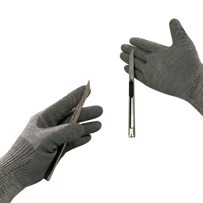 Anti Puncture Crinkle Latex Rubber Dipped Safety Anti Cut Glove