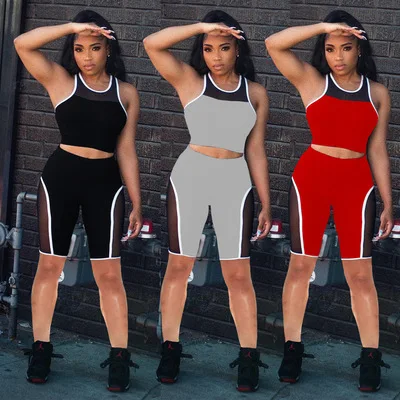 SM9190 fashion girls tank top and shorts outfits color block women patchwork mesh active wear sets two piece, 3 colors
SM9190 fashion girls tank top and shorts outfits color block women patchwork mesh active wear sets two piece, 3 colors