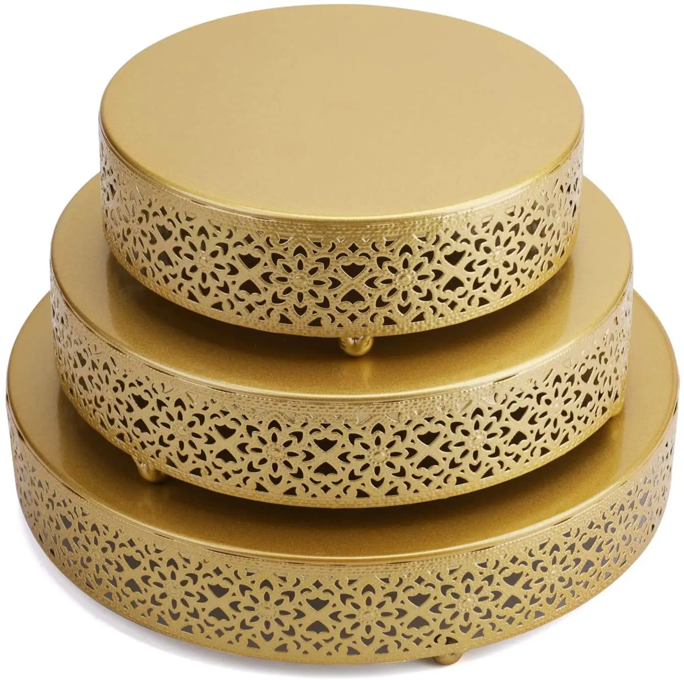 European style wrought iron cake stand wedding creative round lace tray props cake shop golden retro cake tray, Gold
European style wrought iron cake stand wedding creative round lace tray props cake shop golden retro cake tray, Gold