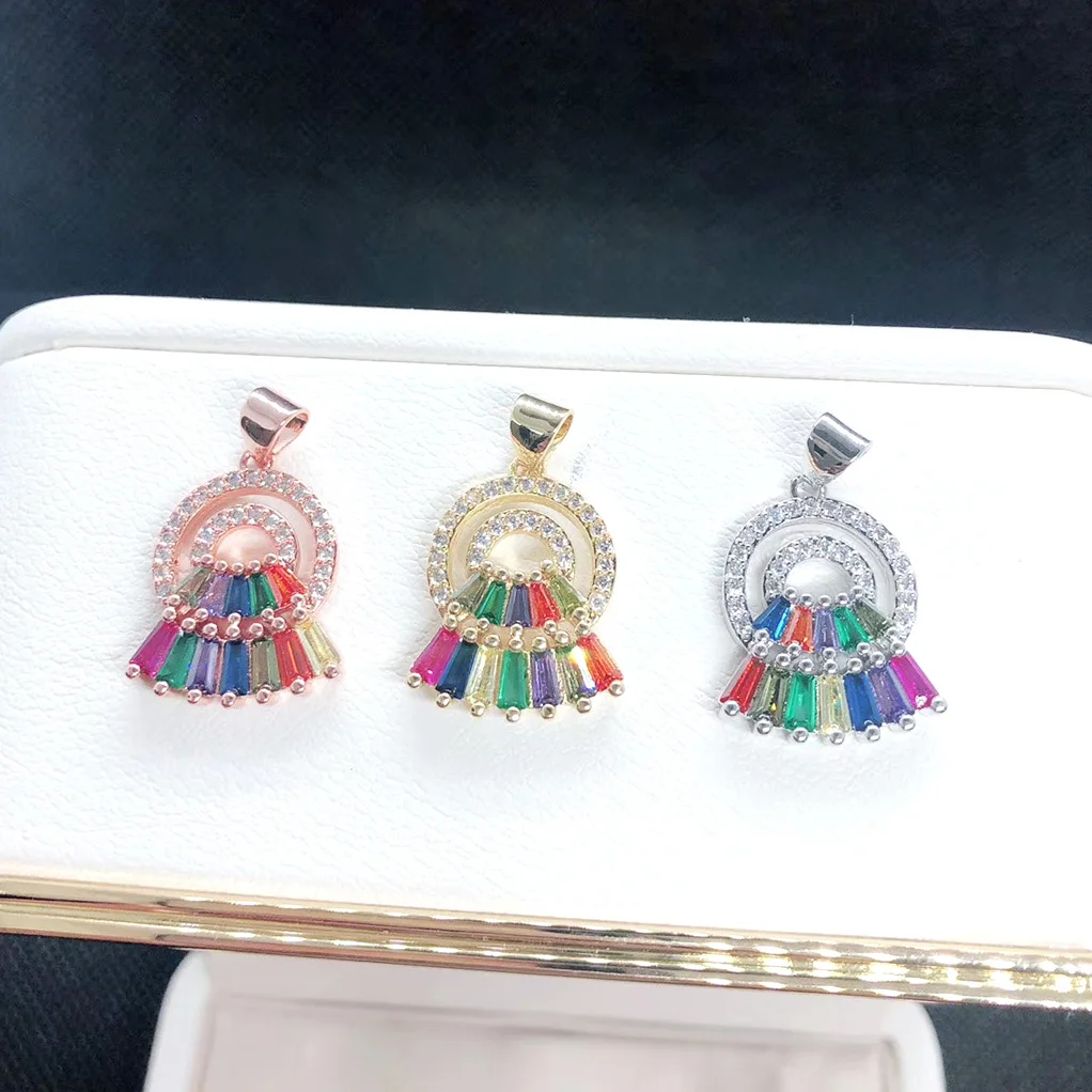 Multicolor Cubic Zirconia Micro Pave Charm Pendant Rainbow Pendant Necklace Earring Jewelry Accessories
Multicolor Cubic Zirconia Micro Pave Charm Pendant Rainbow Pendant Necklace Earring Jewelry Accessories