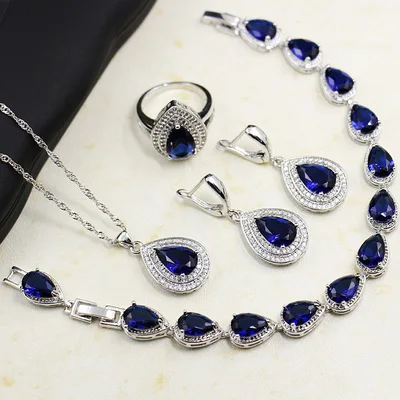 Blue crystal jewelry three-piece set, zircon necklace jewelry, bridal necklace jewelry
Blue crystal jewelry three-piece set, zircon necklace jewelry, bridal necklace jewelry