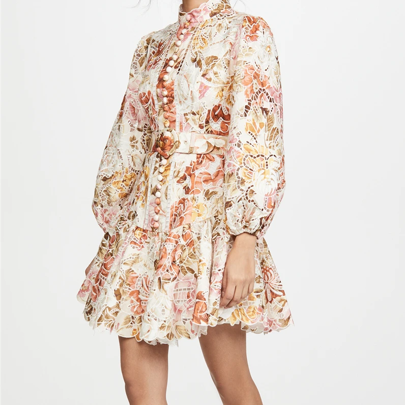 Women High-End Embroidery hollow Lace Stitching V-Neck Long Horn Sleeves Slim Waist Belt Floral Holiday Melody Summer Dress, Picture color
Women High-End Embroidery hollow Lace Stitching V-Neck Long Horn Sleeves Slim Waist Belt Floral Holiday Melody Summer Dress, Picture color