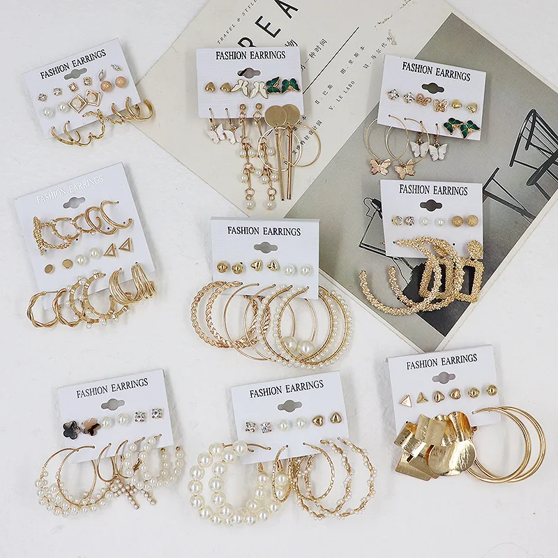DAIHE Fashion Exaggerated Pearl Crystal Metal Dangle Drop Earrings Set Vintage Acrylic Butterfly Tassel Stud Hoop Earrings Jewel
DAIHE Fashion Exaggerated Pearl Crystal Metal Dangle Drop Earrings Set Vintage Acrylic Butterfly Tassel Stud Hoop Earrings Jewel