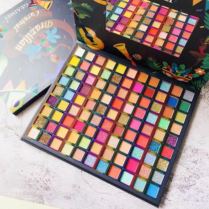 99 Colors Brazil Carnival Eyeshadows Large Pearly Matte Eye Shadow Sequins Large Eyeshadows Palette, As picture shown
99 Colors Brazil Carnival Eyeshadows Large Pearly Matte Eye Shadow Sequins Large Eyeshadows Palette, As picture shown