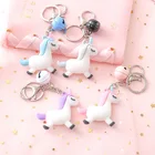 3d custom cheap resin pony cartoon key chain ring rubber pvc cute unicorn keychain