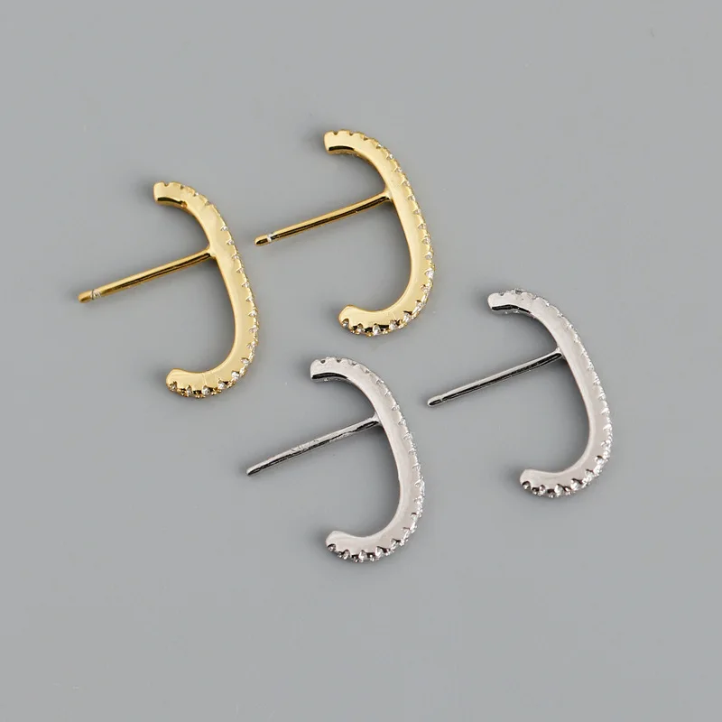 New Arrivals S925 Silver Gold Plated Geometric Semi O Shaped Stud Earrings 925 Sterling Silver Crystal C Shape Stud Earrings
New Arrivals S925 Silver Gold Plated Geometric Semi O Shaped Stud Earrings 925 Sterling Silver Crystal C Shape Stud Earrings