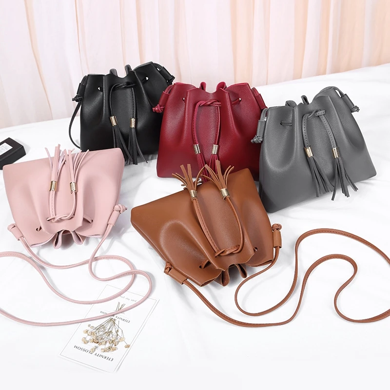 Leather Tassel Drawstring Shoulder Bag Women Bucket Bag Crossbody Bags Handbag, Red, black, gray, brown, pink
Leather Tassel Drawstring Shoulder Bag Women Bucket Bag Crossbody Bags Handbag, Red, black, gray, brown, pink
