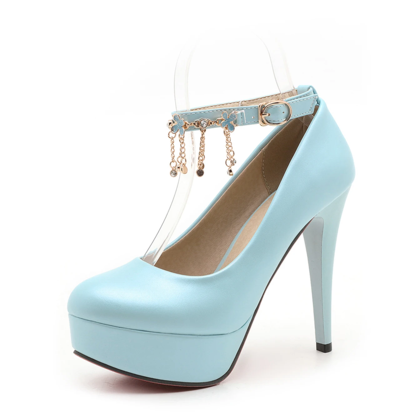 Lady's Elegant Fashion Leather Platform Buckle Stiletto High Heel, Black/pink/white/blue
Lady's Elegant Fashion Leather Platform Buckle Stiletto High Heel, Black/pink/white/blue