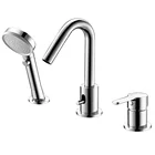 3 hole surface mounted bathtub faucet, widespread tub faucet filler with hand shower.