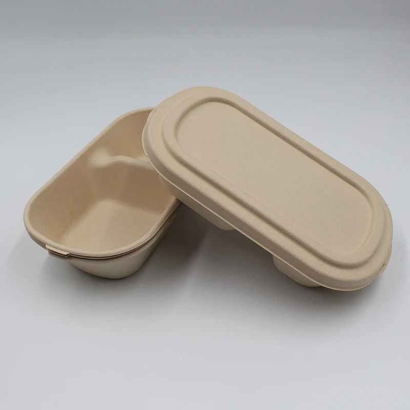 Biodegradable Disposable Bamboo Pulp Take Away Packing Box Food Packing Bowl