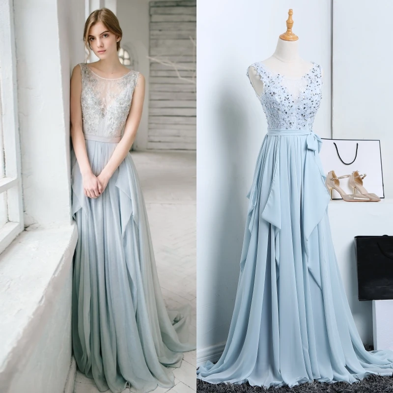 #603 Chiffon Light Blue Ppen Back Bridesmaid Gown Dress Simple Design Good Quality
#603 Chiffon Light Blue Ppen Back Bridesmaid Gown Dress Simple Design Good Quality
