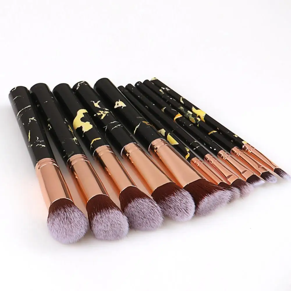 Amazon Hot selling beauty cosmetics blush powder brush make up 10pcs marble makeup brushes custom logo, Black
Amazon Hot selling beauty cosmetics blush powder brush make up 10pcs marble makeup brushes custom logo, Black