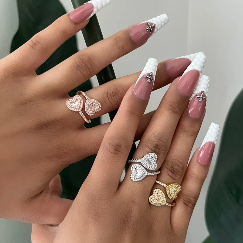 2022 Fashion Ring Jewelry Hip Hop Iced Out Adjustable Rings Gold Plated Cubic Zirconia Diamond Double Heart Ring For Women
2022 Fashion Ring Jewelry Hip Hop Iced Out Adjustable Rings Gold Plated Cubic Zirconia Diamond Double Heart Ring For Women