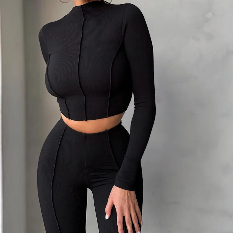 Solid Long Sleeve Gym Jogger Sport Suit Active Wear Slim Workout Tracksuits Crop Top High Waist Leggings Two Piece Set For Women
Solid Long Sleeve Gym Jogger Sport Suit Active Wear Slim Workout Tracksuits Crop Top High Waist Leggings Two Piece Set For Women
