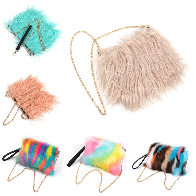 2020 new plush fur girl handbag tassel small square bag fashion bucket bag, Colours 
2020 new plush fur girl handbag tassel small square bag fashion bucket bag, Colours