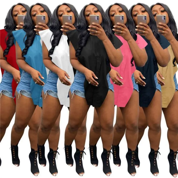 OSINA New Trendy Deisgn Solid Color Casual Shirt Summer Sleeveless Wide Shoulder Pullover Irregular Women Tops Shirts
OSINA New Trendy Deisgn Solid Color Casual Shirt Summer Sleeveless Wide Shoulder Pullover Irregular Women Tops Shirts