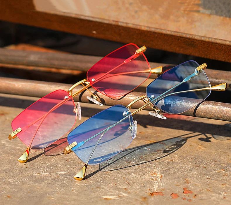 New Metal Frame Sunglasses Women Men Trendy Design Gradient Rimless Rectangle Sunglasses
New Metal Frame Sunglasses Women Men Trendy Design Gradient Rimless Rectangle Sunglasses