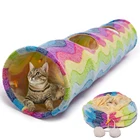 2020 Rainbow Warm Safe Polar Fleece One Way Attachable Foldable Pet Cat Tunnel Toy with Crinkle Sound