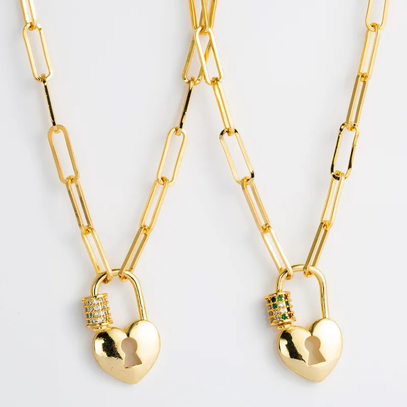 Exquisite Female Gold Plated Clavicle Chain Heart Lock Micro Pave Zircon Pendant Necklace
Exquisite Female Gold Plated Clavicle Chain Heart Lock Micro Pave Zircon Pendant Necklace