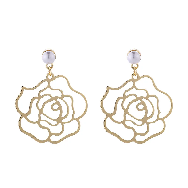 Latest Korean Design S925 Silver Needle Hollow Rose Flower Shape Pendant Earrings Gold Metal Flower Pearl Clip On Earrings
Latest Korean Design S925 Silver Needle Hollow Rose Flower Shape Pendant Earrings Gold Metal Flower Pearl Clip On Earrings