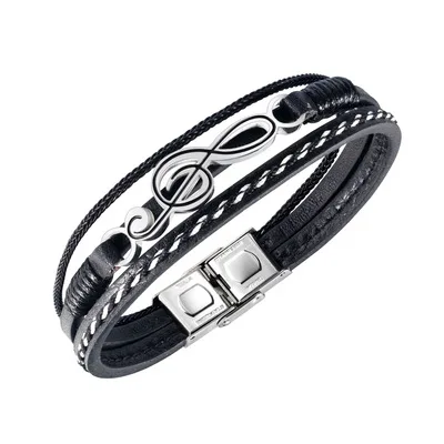 2021 Trendy Vintage Men Jewelry Multi Layer Leather Bracelet Stainless Steel Buckle Leather Music Note Bracelet
2021 Trendy Vintage Men Jewelry Multi Layer Leather Bracelet Stainless Steel Buckle Leather Music Note Bracelet