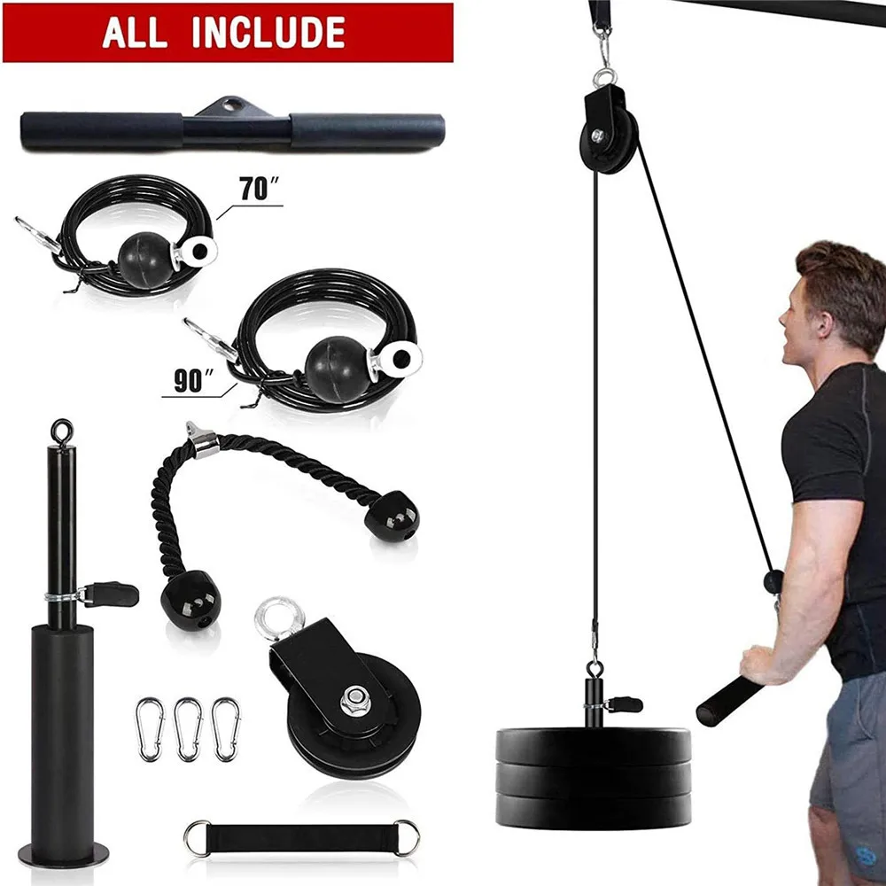 

Fitness LAT and Lift Pulley System Dual Cable Machine(70'' and 90'') with Upgraded Loading Pin Shoulder-Home Gym Equipment, Black