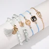 Fashion new style 5 pcs sets glass bead tortoise anchor charm tassel bracelet suit for women.