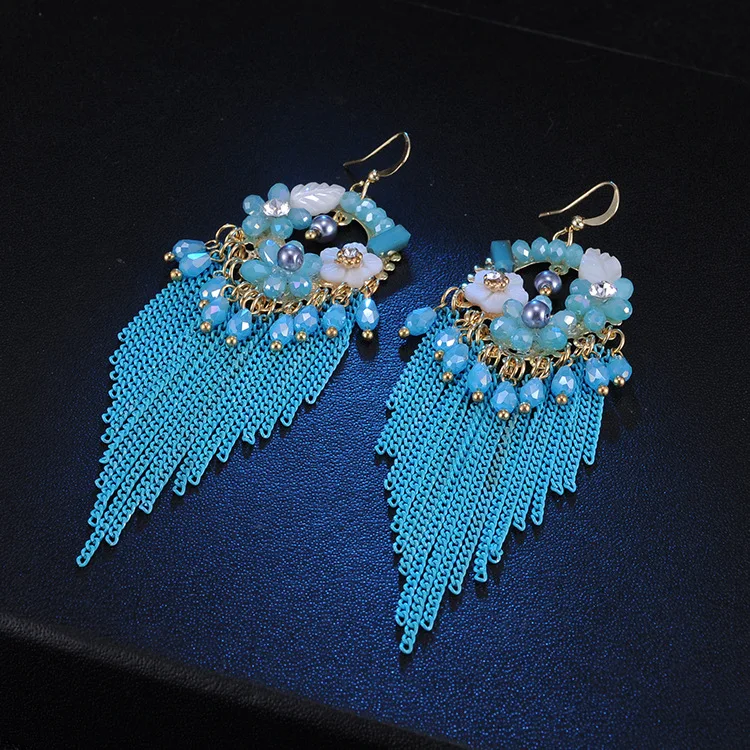 2021 Sailing Jewelry Bohemian Crystal Tassel Hook Earring Luxury Colorful Beads Chain Tassel Drop Earring
2021 Sailing Jewelry Bohemian Crystal Tassel Hook Earring Luxury Colorful Beads Chain Tassel Drop Earring