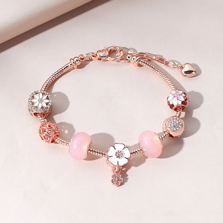 Luxury No Fade Rose Gold Oil Dropping Crystal Flower Charms Bracelet CZ Cubic Zirconia Charm Bracelet
Luxury No Fade Rose Gold Oil Dropping Crystal Flower Charms Bracelet CZ Cubic Zirconia Charm Bracelet