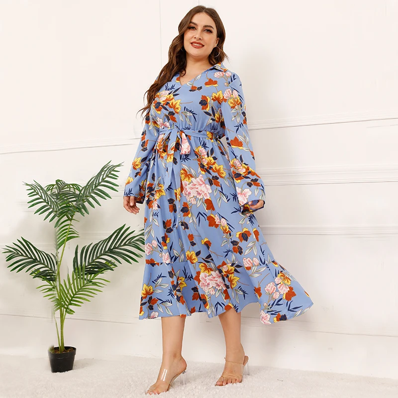 Casual Fashion Floral print V-neck Long Sleeve formal Ladies Long Dress plus size dresses for fat women
Casual Fashion Floral print V-neck Long Sleeve formal Ladies Long Dress plus size dresses for fat women