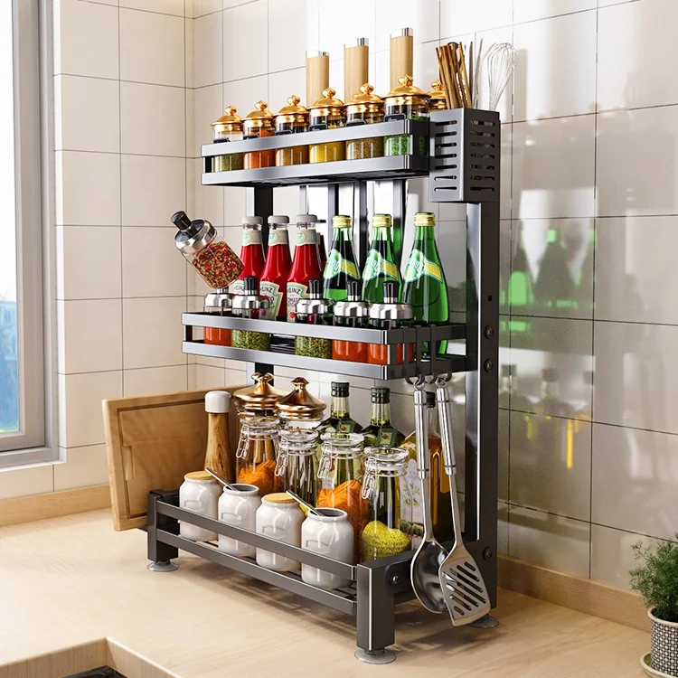 Metal Stainless Steel Spice Storage Rack Kitchen 2-Layer Spice Organizer Countertop Jar Storage Shelf, Black
Metal Stainless Steel Spice Storage Rack Kitchen 2-Layer Spice Organizer Countertop Jar Storage Shelf, Black