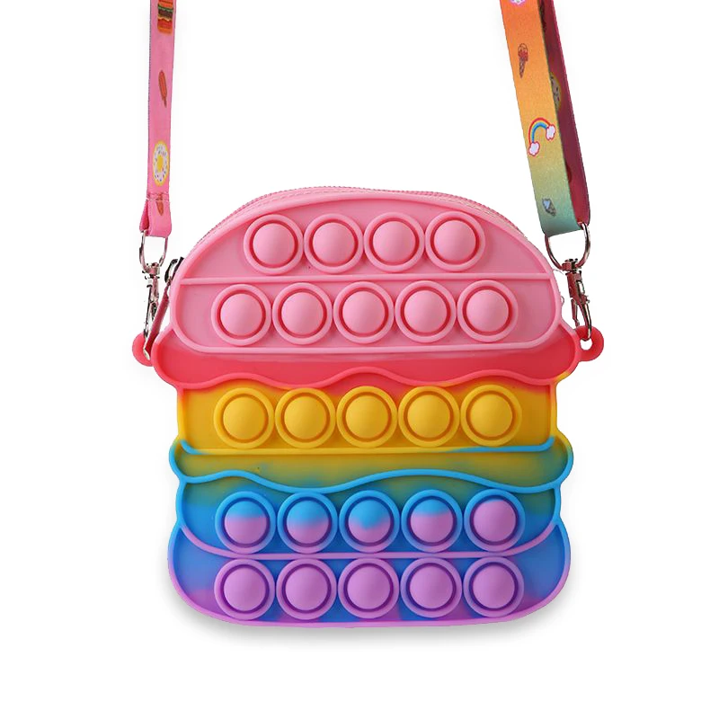 Best Selling Colorful Fidget Bubbles Popping It Soft Silicone Handbags Hamburger Shoulder Bags Cute Messenger Bag for Girls
Best Selling Colorful Fidget Bubbles Popping It Soft Silicone Handbags Hamburger Shoulder Bags Cute Messenger Bag for Girls