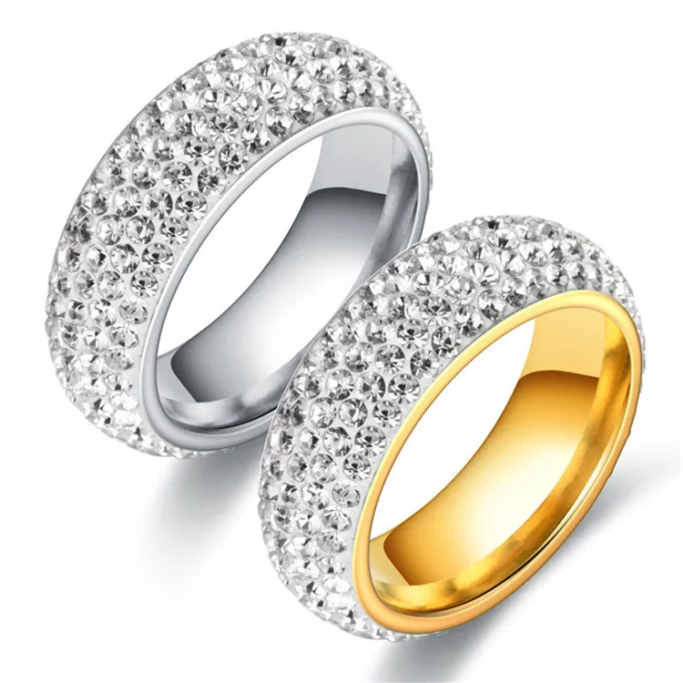 Wholesale 8mm Five Rows Diamond Fashion Women Rings Titanium Stainless Steel Rings, Picture
Wholesale 8mm Five Rows Diamond Fashion Women Rings Titanium Stainless Steel Rings, Picture