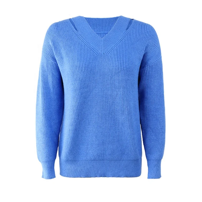 Long Sleeve Solid Knit Sweater Women V Neck Loose Design With Hole Knit V Neck Sweater, Multi color
Long Sleeve Solid Knit Sweater Women V Neck Loose Design With Hole Knit V Neck Sweater, Multi color