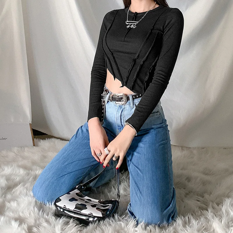 2021 women clothes New Designs sexy solid color top with Round neck elegant ribbed patchwork long sleeve crop top
2021 women clothes New Designs sexy solid color top with Round neck elegant ribbed patchwork long sleeve crop top