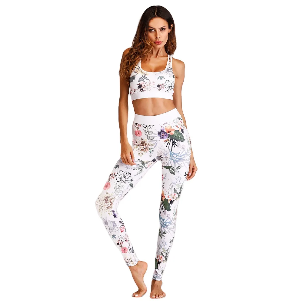 Yoga Wear Printed Flower Sport Clothing Gym Set Women Ink Bra And High Waist Leggings For Ladies, White
Yoga Wear Printed Flower Sport Clothing Gym Set Women Ink Bra And High Waist Leggings For Ladies, White