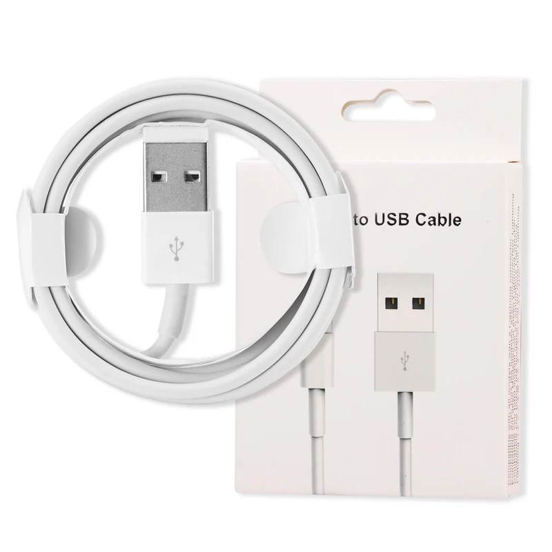 

usb sync date transfer cable For iphone cable charger OEM 1M 1.5M 2M 3M OEM original data line with box for apple cable charger, White