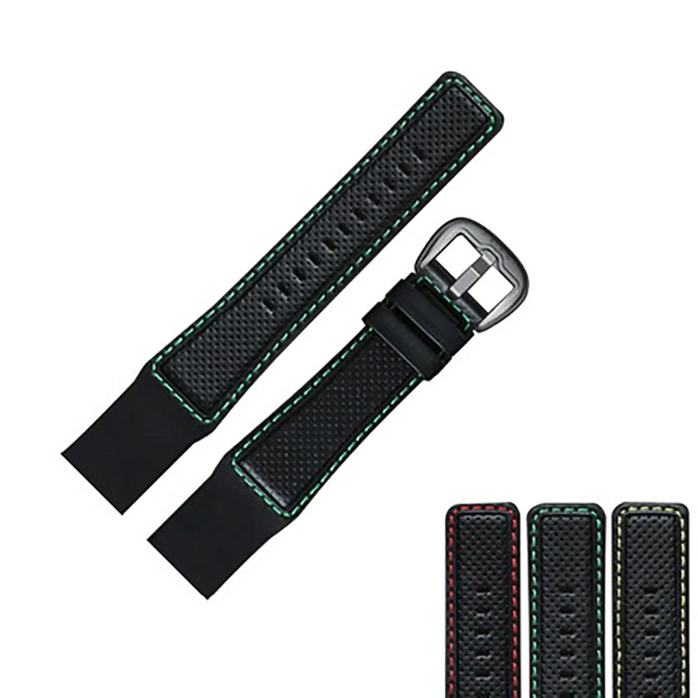 

Reef Tiger Watch Band Gaia's Light 29 CM Black Leather Watch Strap with Tang Buckle RGA90S7