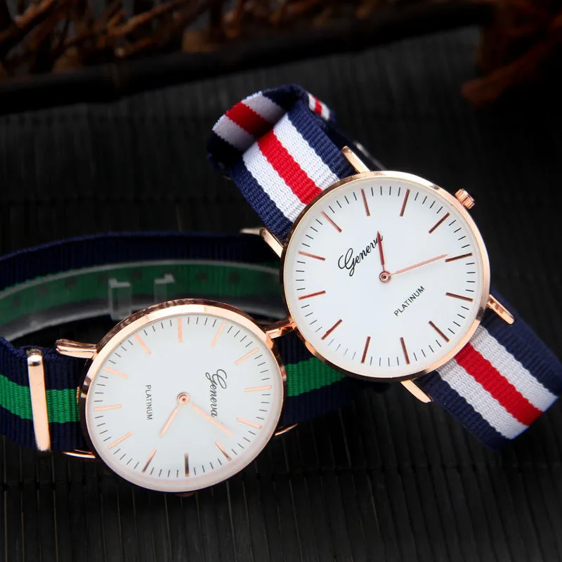 Fashion Trend Simple Colorful Nylon Canvas Strap Watches For Men And Women Casual Quartz Wrist Watch For Couples
Fashion Trend Simple Colorful Nylon Canvas Strap Watches For Men And Women Casual Quartz Wrist Watch For Couples