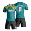 Custom Big Size 5XL V Collar Short Sleeve Breathable 100% Polyester Youth Soccer Jersey Sets