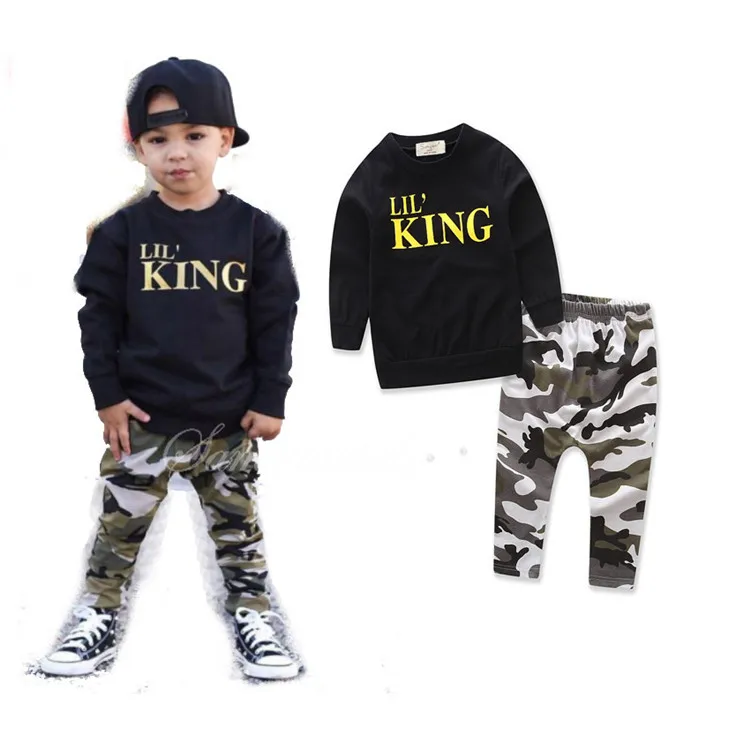 Wholesale Baby Boy Clothes Sets Pullover with Letter+Camouflage Pants 2Pcs Kids Fall Clothing Casual Children Clothes Boys, Black
Wholesale Baby Boy Clothes Sets Pullover with Letter+Camouflage Pants 2Pcs Kids Fall Clothing Casual Children Clothes Boys, Black