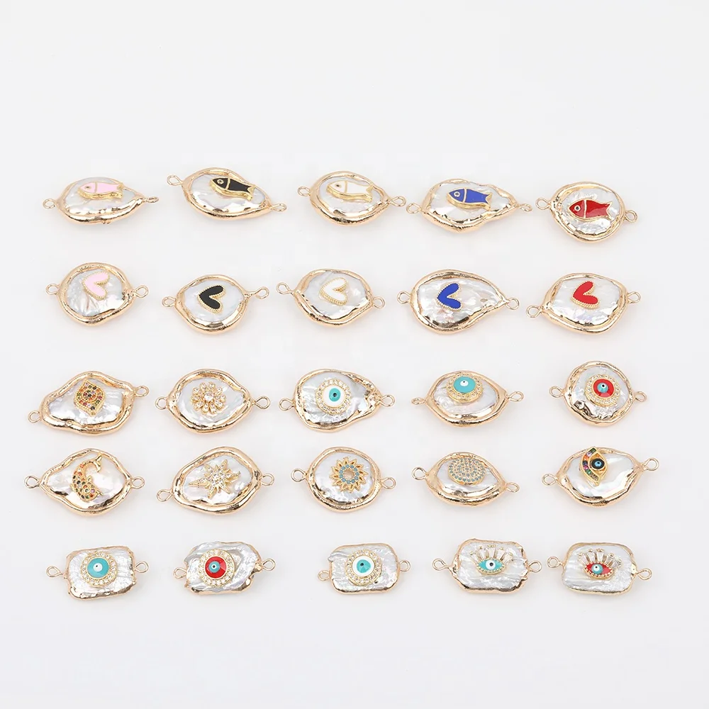 DIY Bracelet Earring Connector Gold Plated Bezel Irregular Pearl Natural Freshwater Baroque Pearl Connector with Enamel Charms, As picture
DIY Bracelet Earring Connector Gold Plated Bezel Irregular Pearl Natural Freshwater Baroque Pearl Connector with Enamel Charms, As picture
