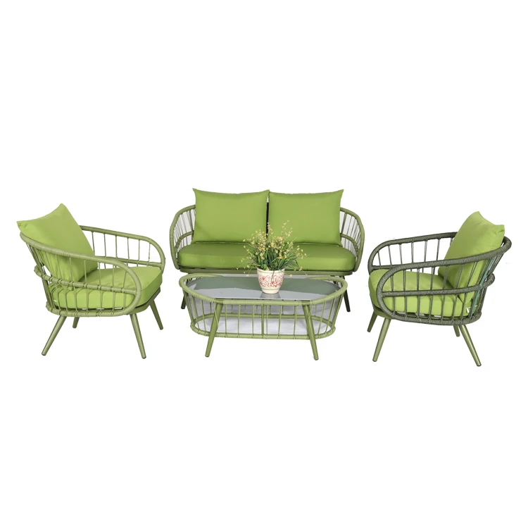 product 4 piece aluminum luxury rattan patio rope furniture set for garden outdoors-2