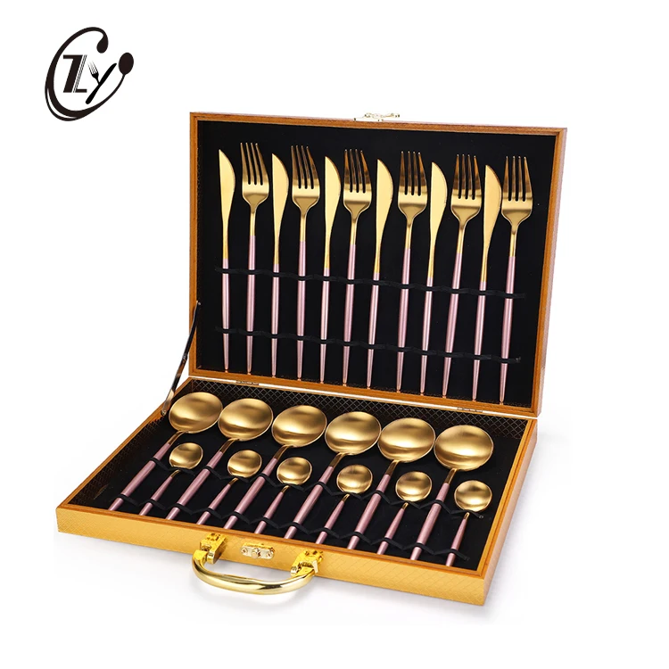 Matte Round Spoon Stainless Steel Cutlery Plated With White Handle Flatware With Wooden Case, Gold with pink/black/green/blue/red/white handle
Matte Round Spoon Stainless Steel Cutlery Plated With White Handle Flatware With Wooden Case, Gold with pink/black/green/blue/red/white handle