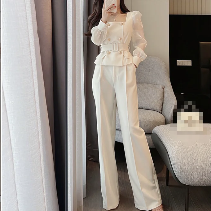 S-2XL Temperament Set Women's Spring Wear New fashion square neck top wide leg pants two-piece set
S-2XL Temperament Set Women's Spring Wear New fashion square neck top wide leg pants two-piece set