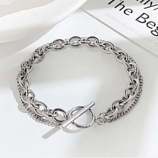 New Fashion Selling Jewelry Exquisite Chain Double Layer OT Button Stainless Steel Charm Fashion Simple Bracelet For Women 1252
New Fashion Selling Jewelry Exquisite Chain Double Layer OT Button Stainless Steel Charm Fashion Simple Bracelet For Women 1252